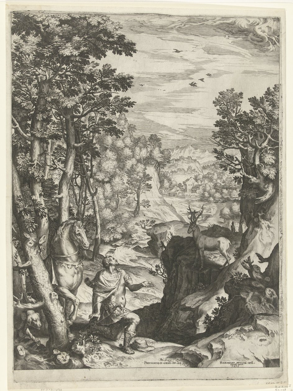 The Vision of Saint Eustace av Cornelis Cort