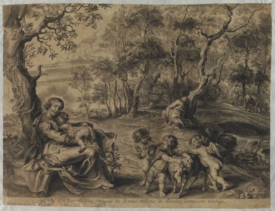 Rest of the Holy Family with John the Baptist av Cornelis Galle the Elder