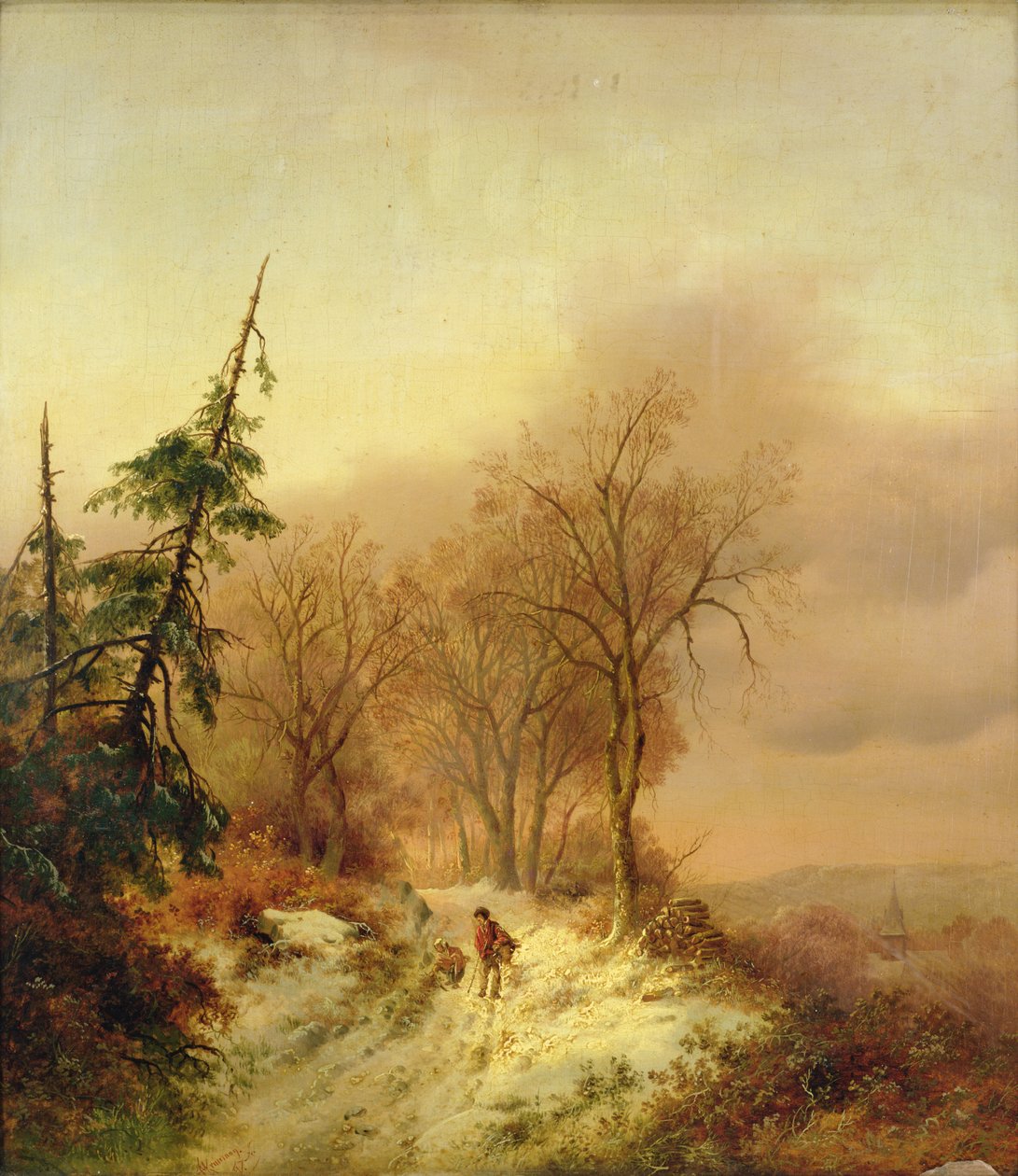 Vinterscen med figurer av Cornelis Kruseman