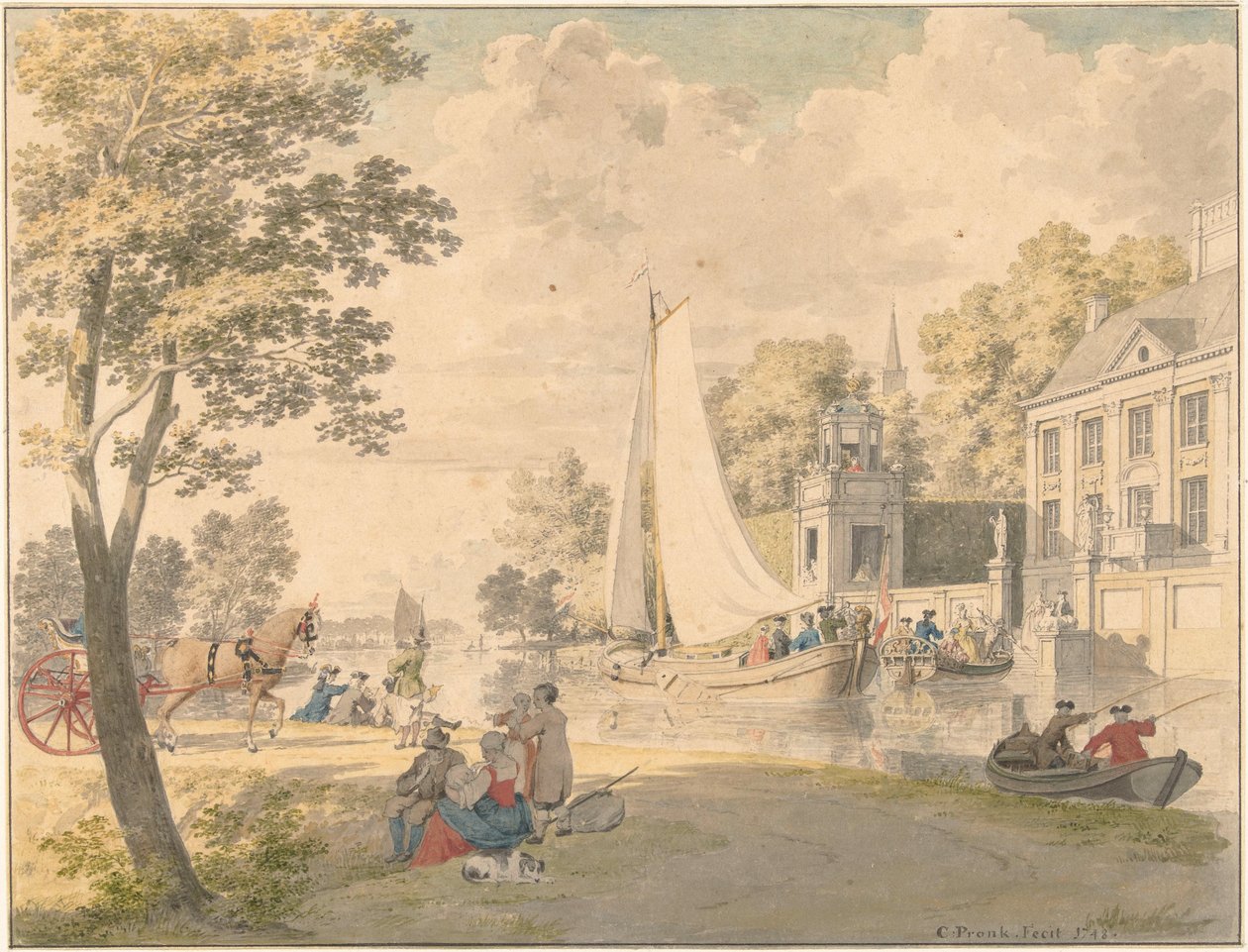 Summer Landscape with Pleasure Boats av Cornelis Pronk