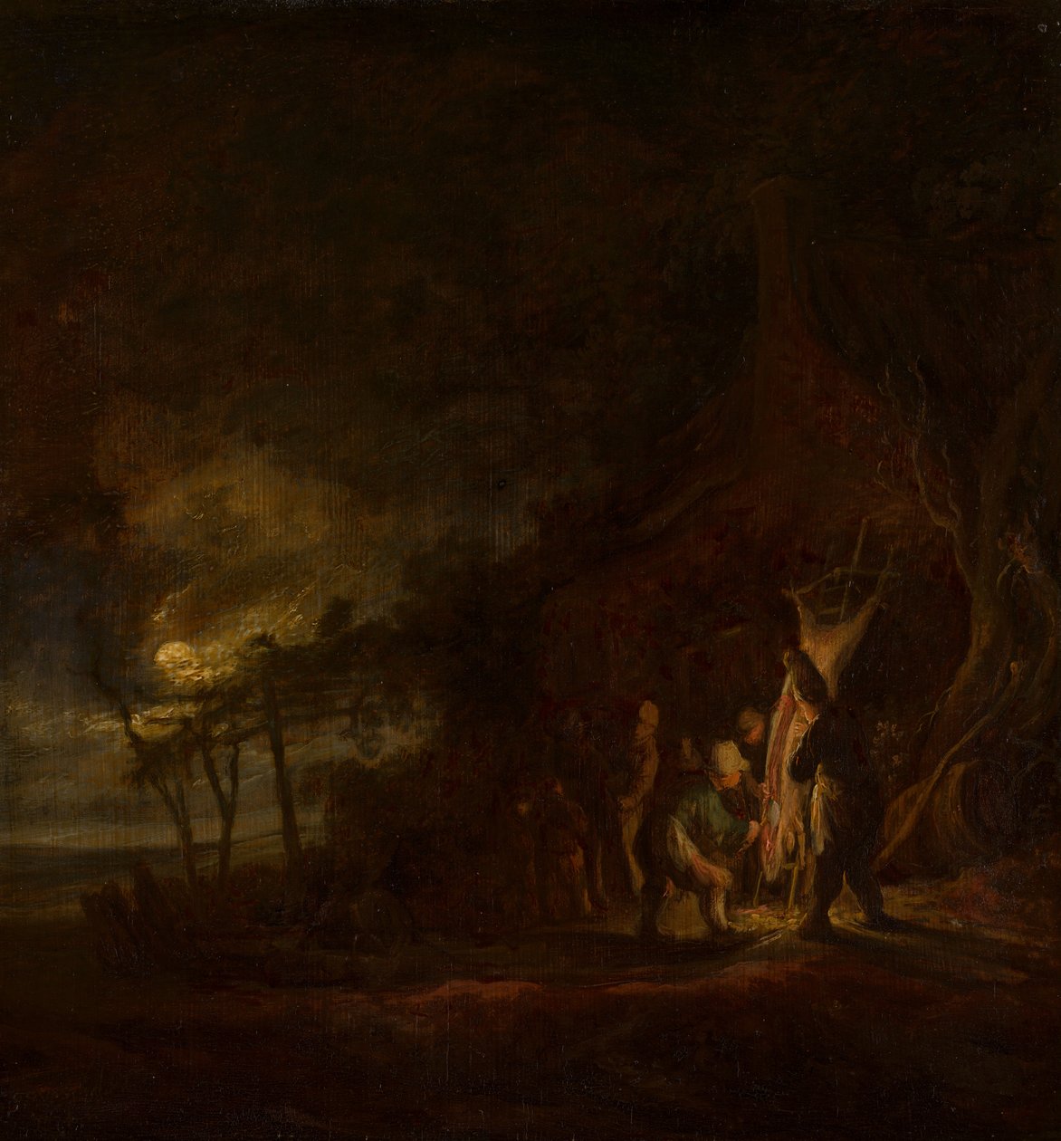Slakt av grisar i ett månsken av Cornelis Symonsz van der Schalcke