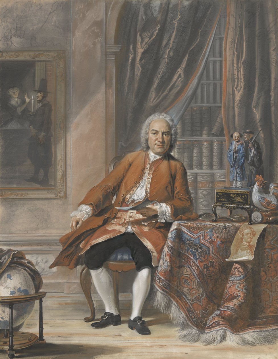 Porträtt av Joan Jacob Mauricius, Surinams generalguvernör, 1741 (pastell på papper) av Cornelis Troost