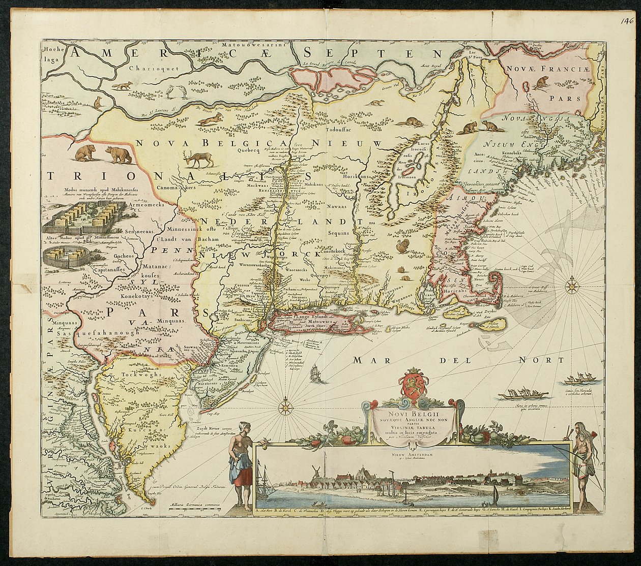 Novi Belgii, 1651 (färglitografi) av Cornelis Visscher