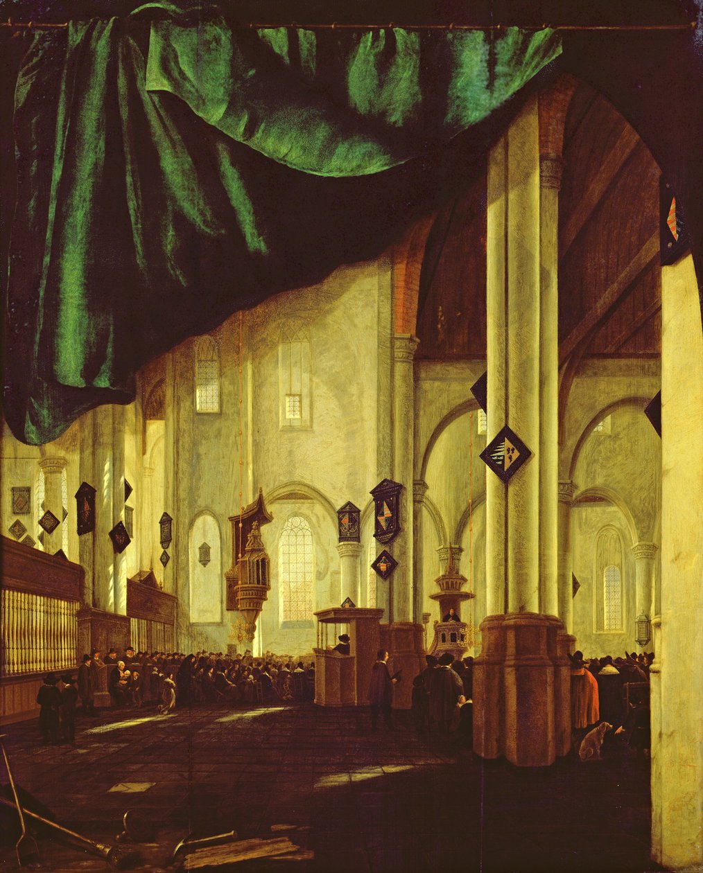 Interiör av den protestantiska kyrkan i Delft, efter 1665 av Cornelis de Man
