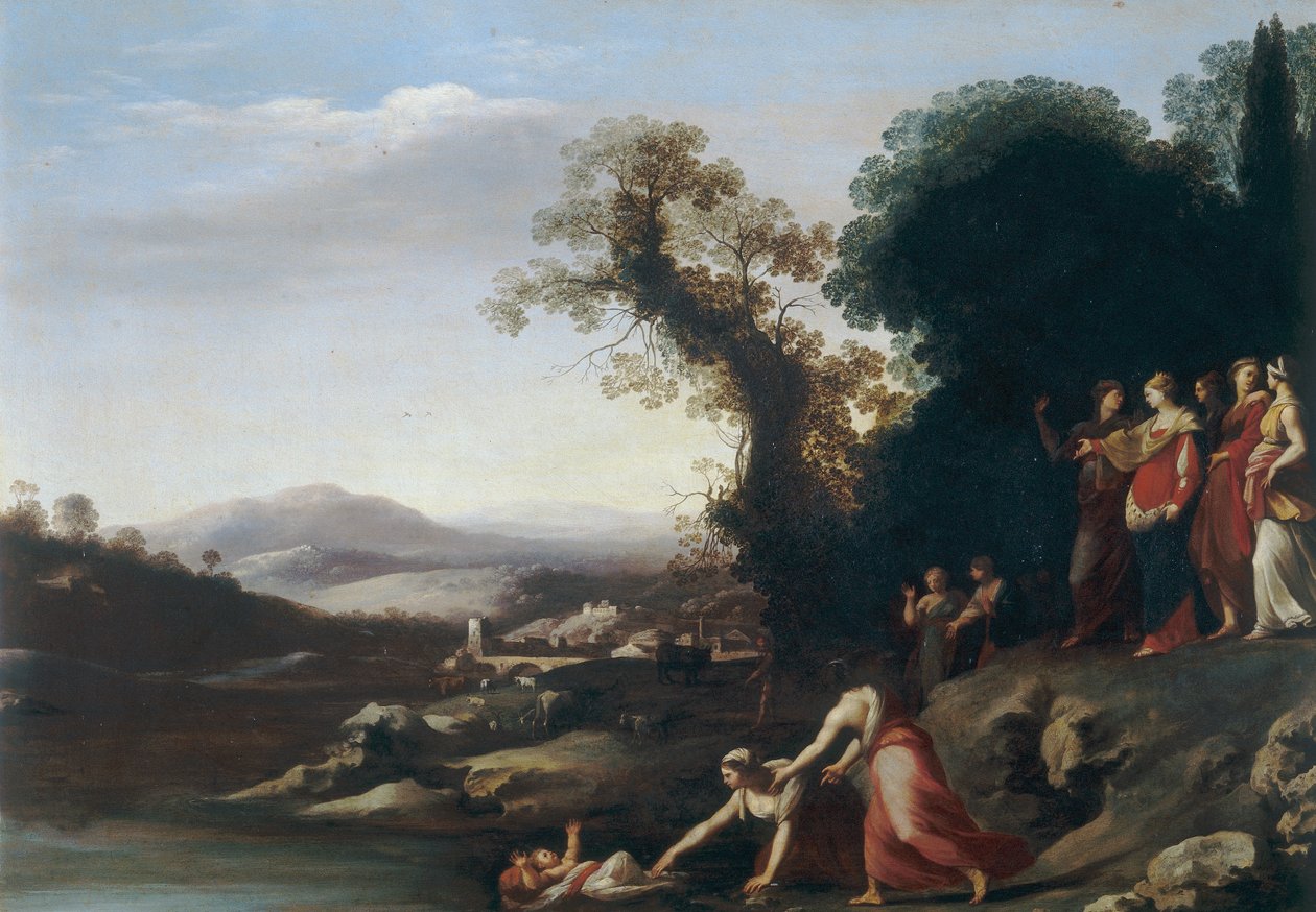 Opdagelsen af Mosesswed av Cornelis van Poelenburgh or Poelenburch
