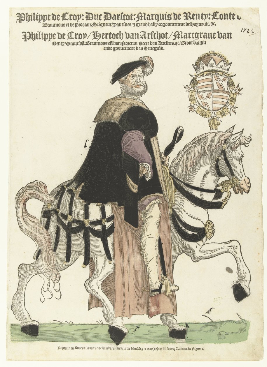 Porträtt av Philip de Croy till häst av Cornelis Anthonisz. (manner of)
