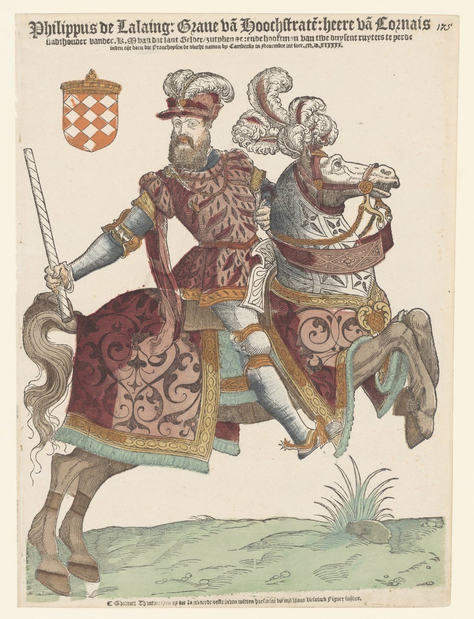 Porträtt av Philip van Lalaing till häst av Cornelis Anthonisz. (manner of)