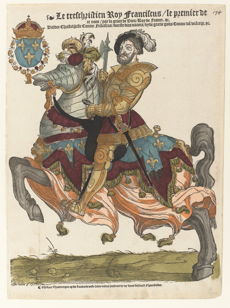 Porträtt av Frans I till häst av Cornelis Anthonisz. (manner of)