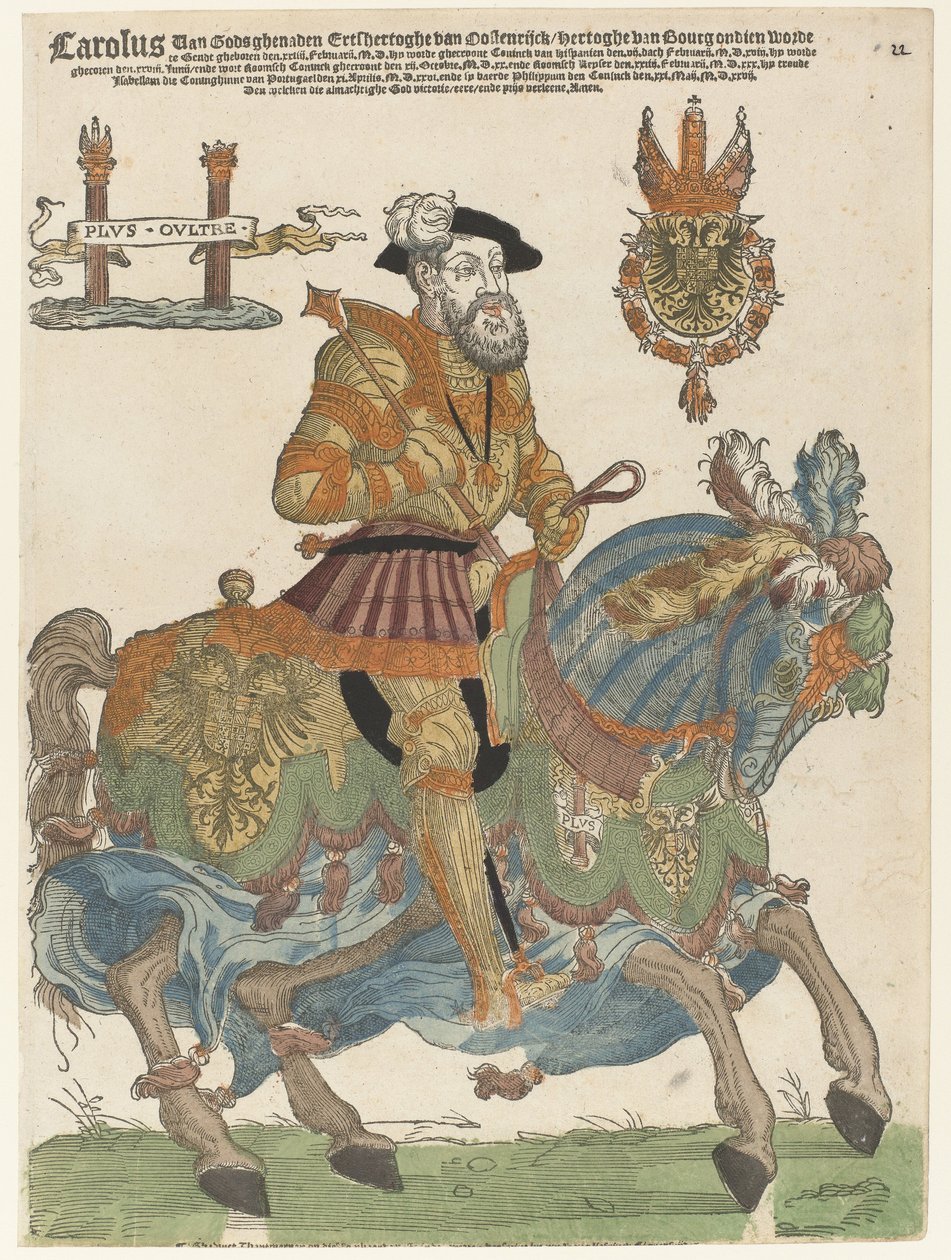 Porträtt av Karl V till häst av Cornelis Anthonisz. (manner of)