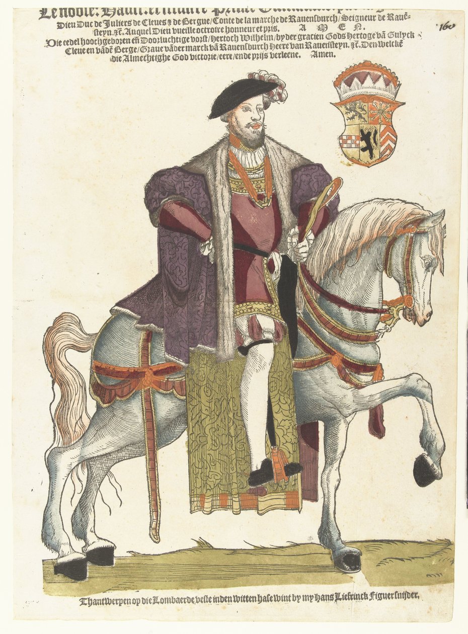 Porträtt av hertig William av Cleves, Gulik och Berg, greve av Mark, Lord of Ravenstein till häst av Cornelis Anthonisz. (manner of)