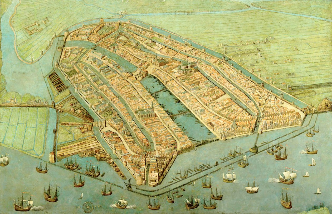 Fågelperspektiv över Amsterdam av Cornelis Anthonisz.