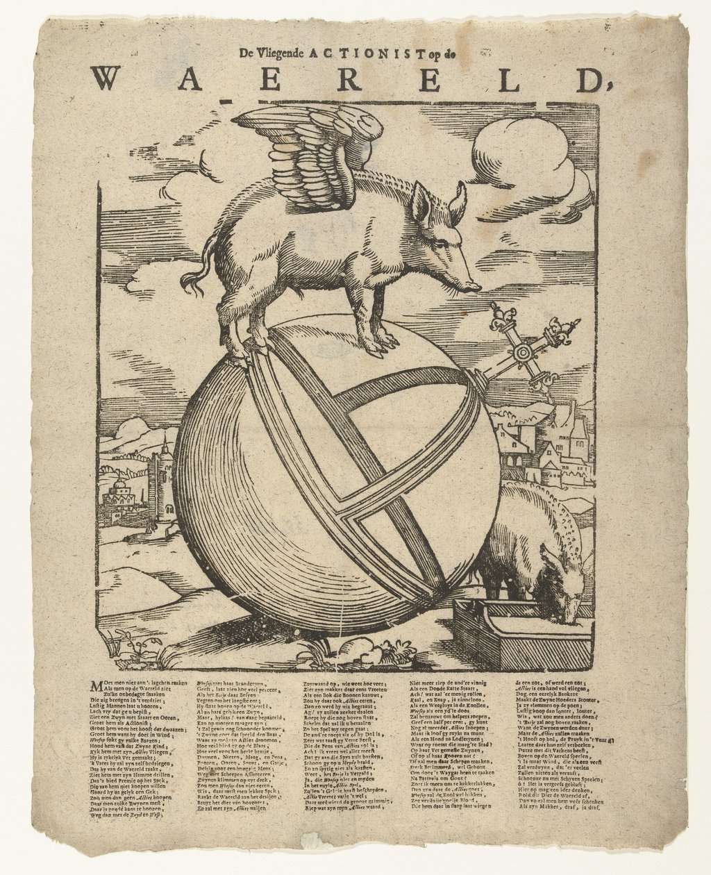Den bevingade grisen i världen The Flying Actionist on the weareld (titel på objekt) av Cornelis Anthonisz.