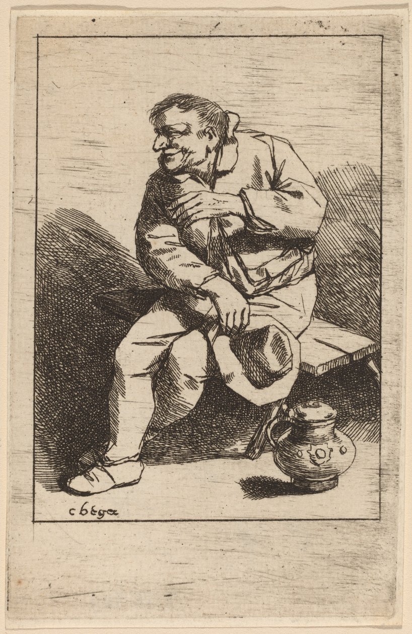 Sittande man med hatten i höger hand av Cornelis Pietersz Bega