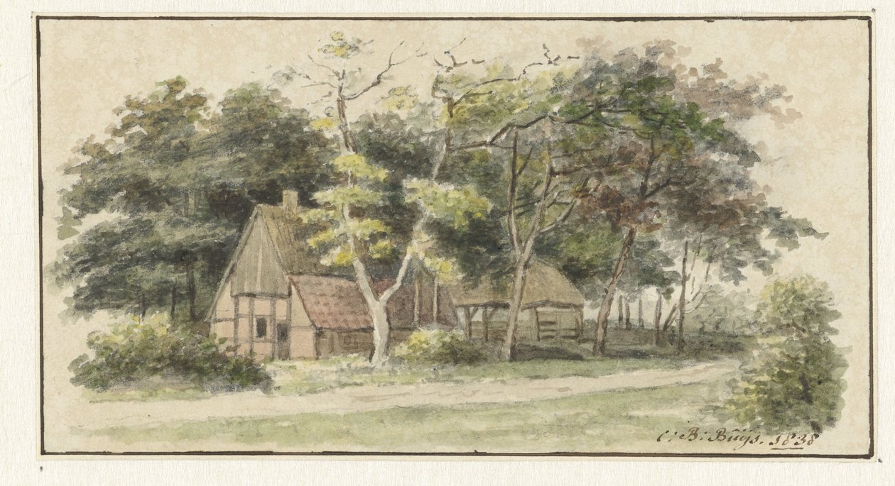 Gård bland träd av Cornelis Bernardus Buijs