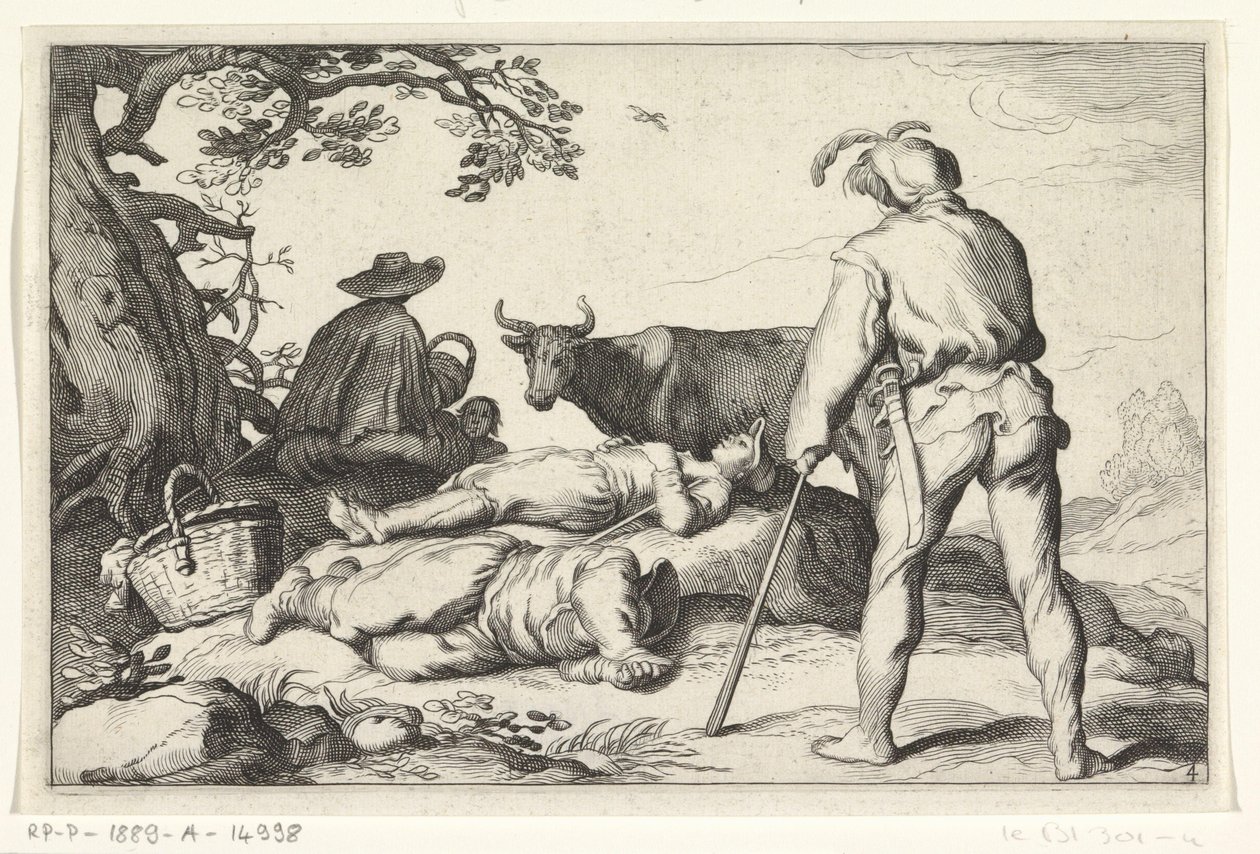 herdar Fyra pastorala scener (serietitel) av Cornelis Bloemaert (II) (possibly)