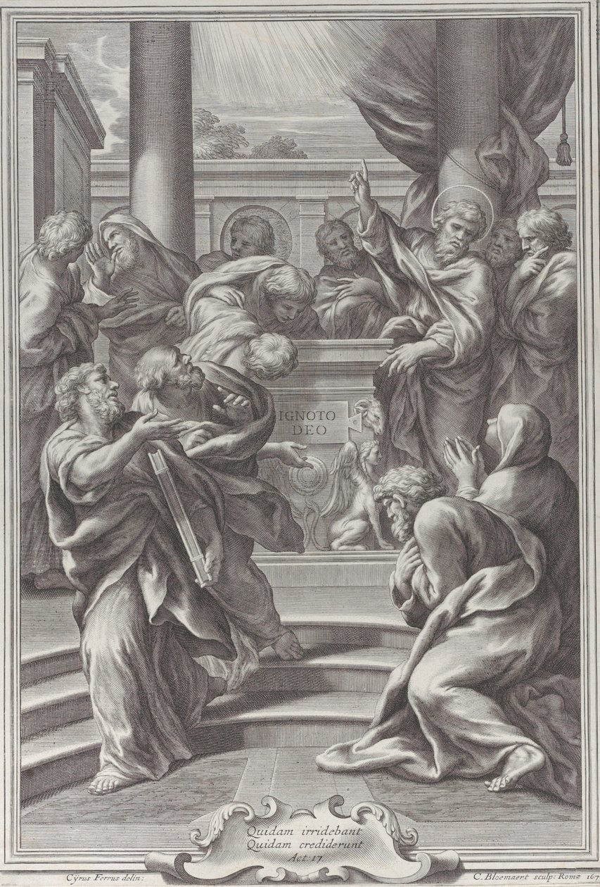 Sankt Paulus predikar i Aten, 1679. av Cornelis Bloemaert