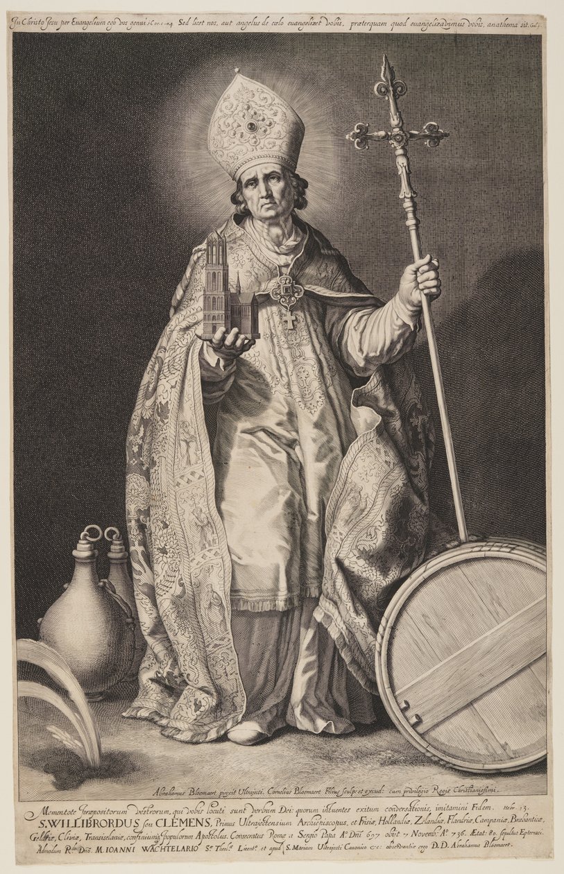 St Willibrord, plansch 2, från Biskoparna av Utrecht av Cornelis Bloemaert