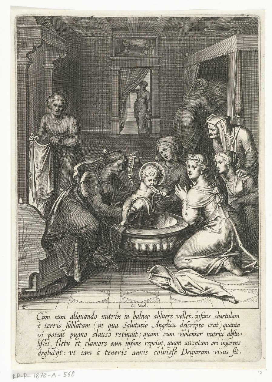 Thomas äter ett papper med Ave Maria Life of Saint Thomas Aquinas (serietitel) av Cornelis Boel