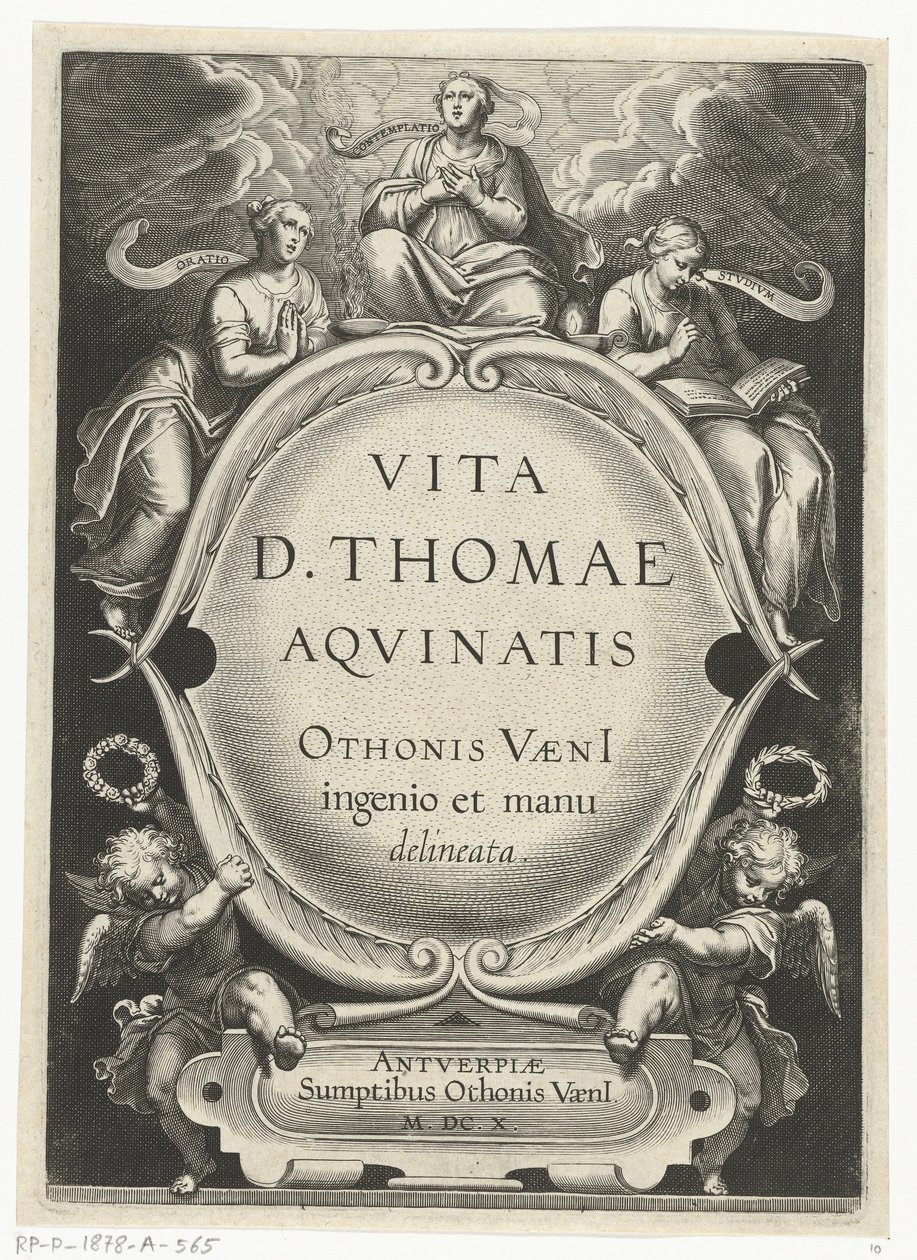 Titeltryck för: Otto van Veen, Vita D. Thomae Aqvinatis, Antwerpen, 1610 The Life of Saint Thomas Aquinas (serietitel) av Cornelis Boel