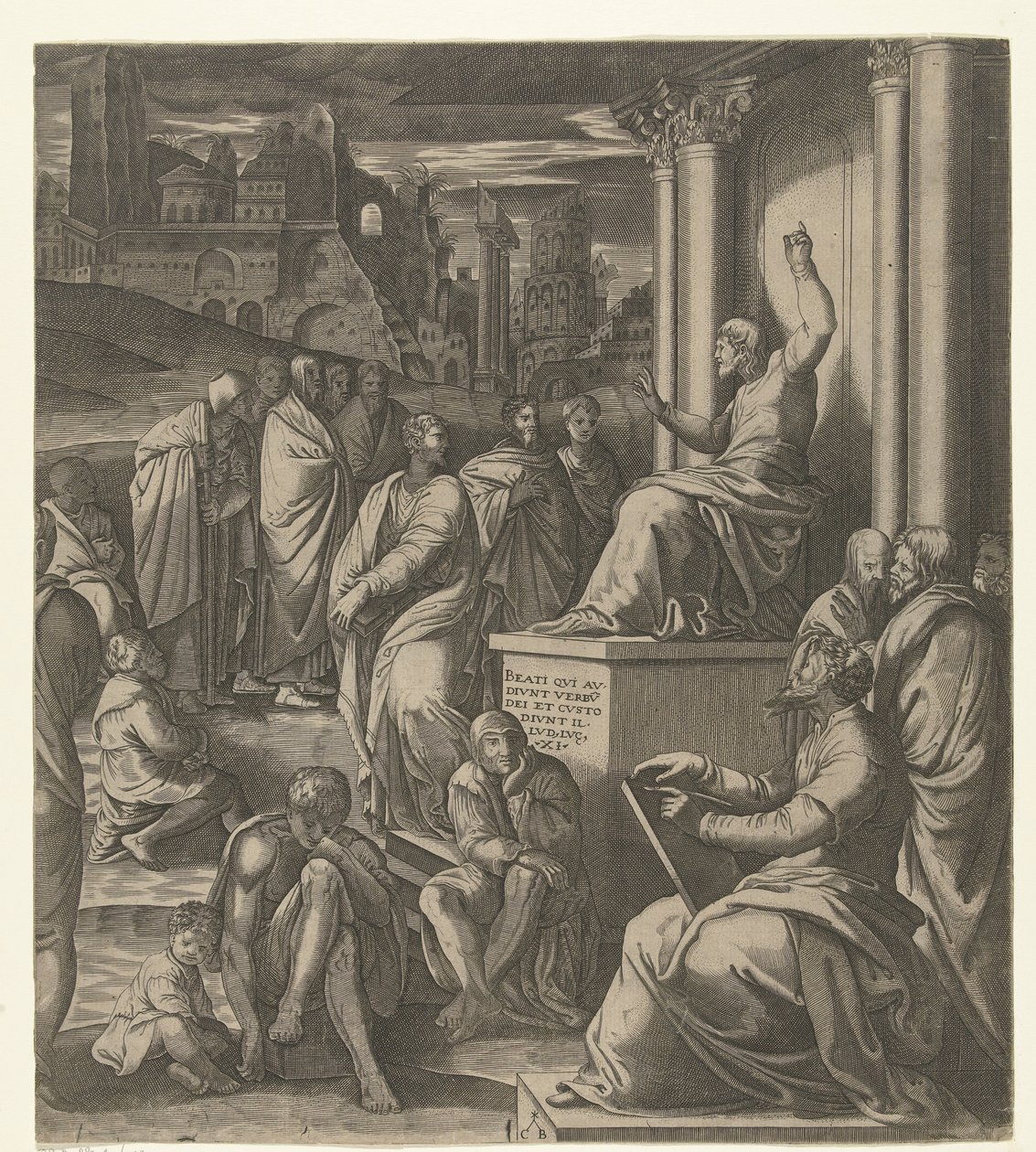 Kristus predikar för folket av Cornelis Bos (possibly)