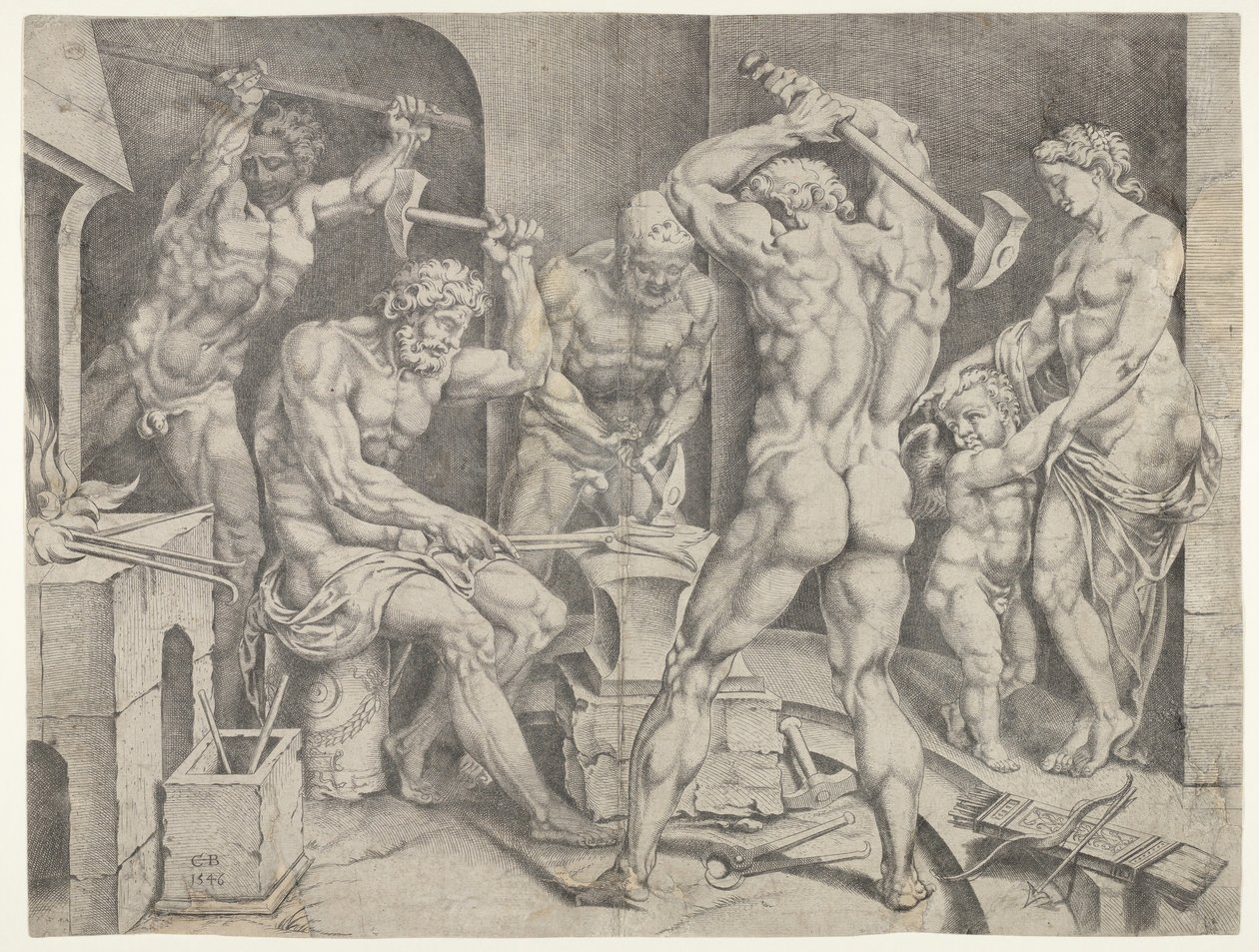 The Forge of Vulcan, 1546. av Cornelis Bos