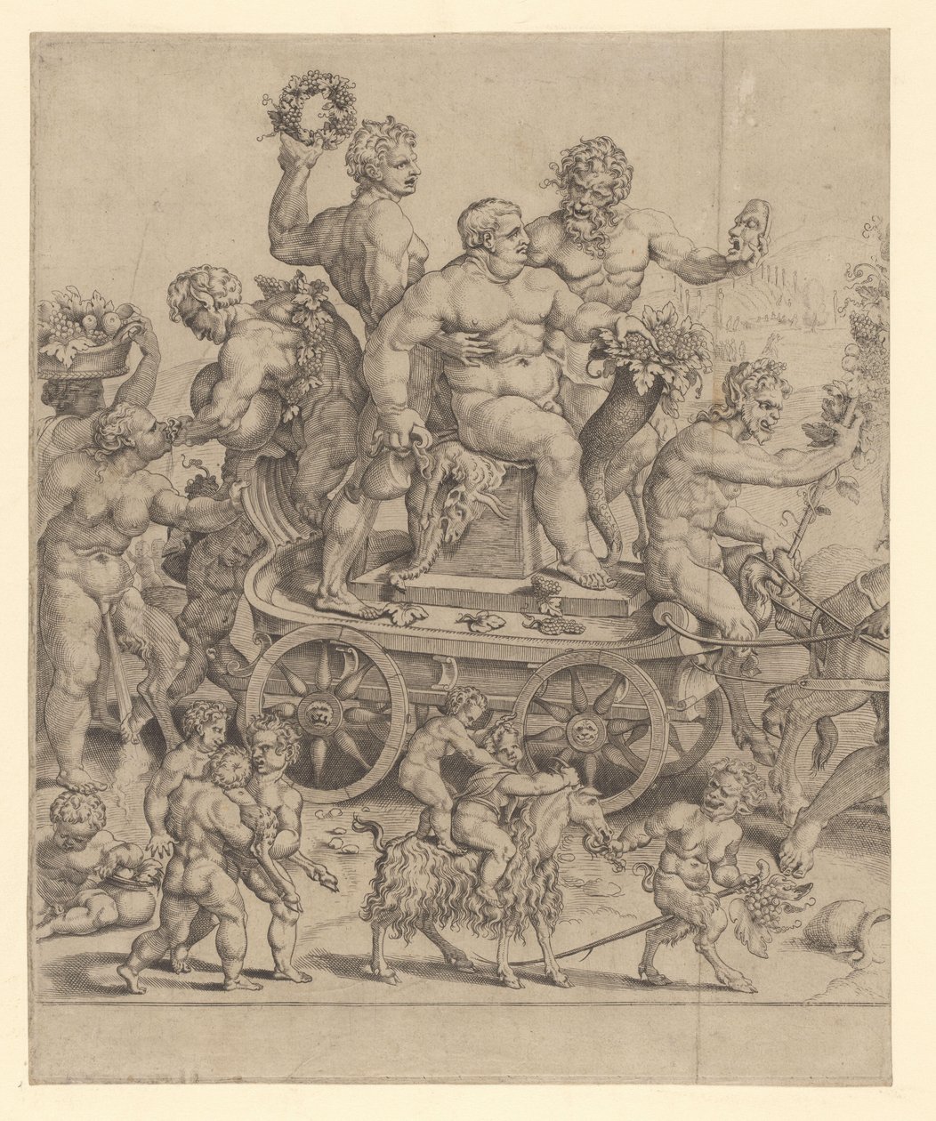 Triumf av Bacchus, vänster tallrik av Cornelis Bos