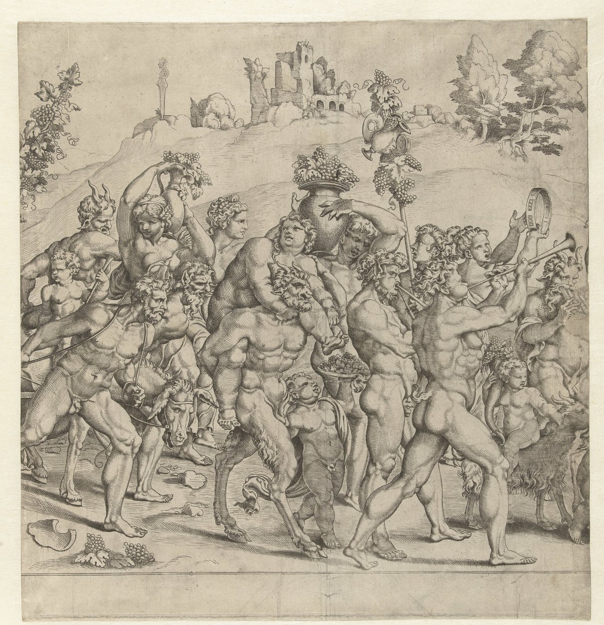 Bacchus triumf, mittplatta av Cornelis Bos