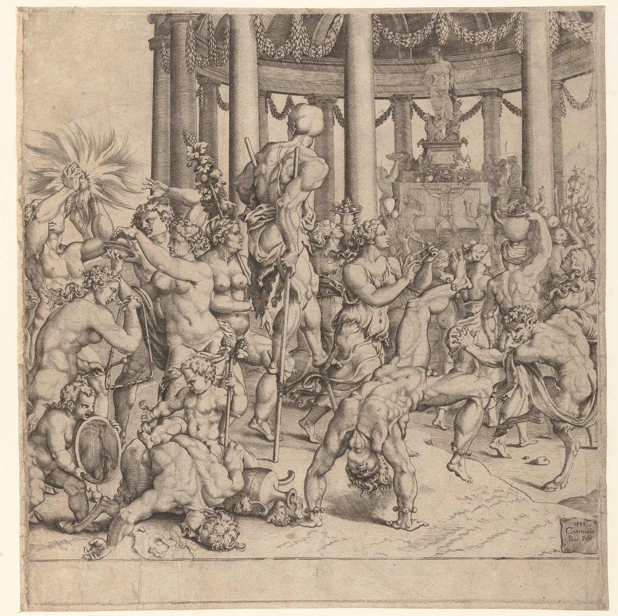 Triumf av Bacchus, höger tallrik av Cornelis Bos