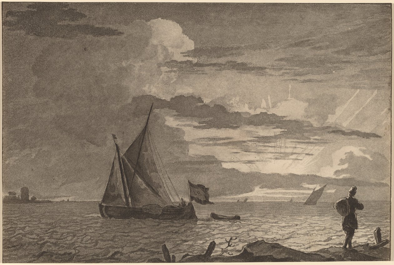 Fisherman with Pack over His Shoulder, 1779, publicerad 1781. av Cornelis Brouwer