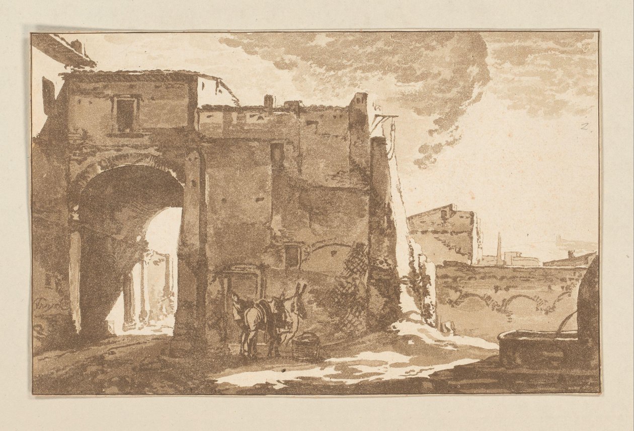 Port med resenär och mula av Cornelis Brouwer
