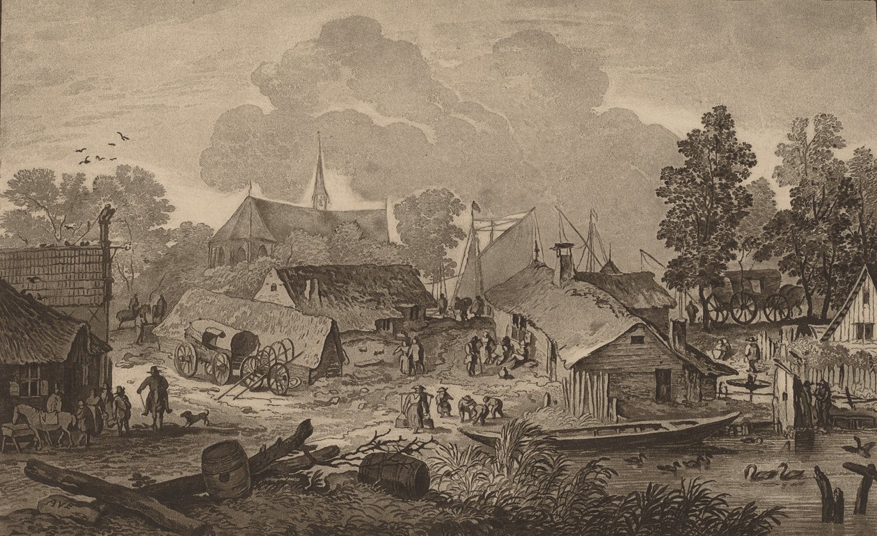 By med damm, ca. 1782. av Cornelis Brouwer