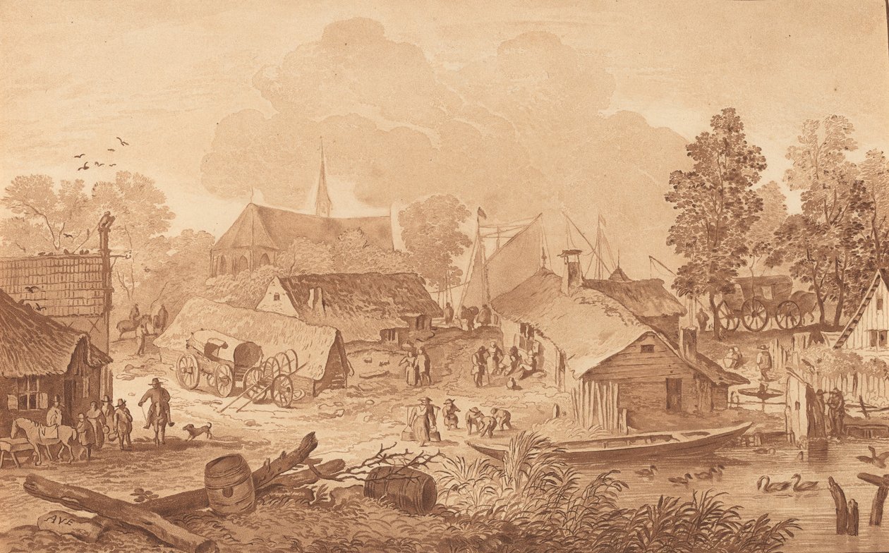 By med damm, ca. 1782. av Cornelis Brouwer