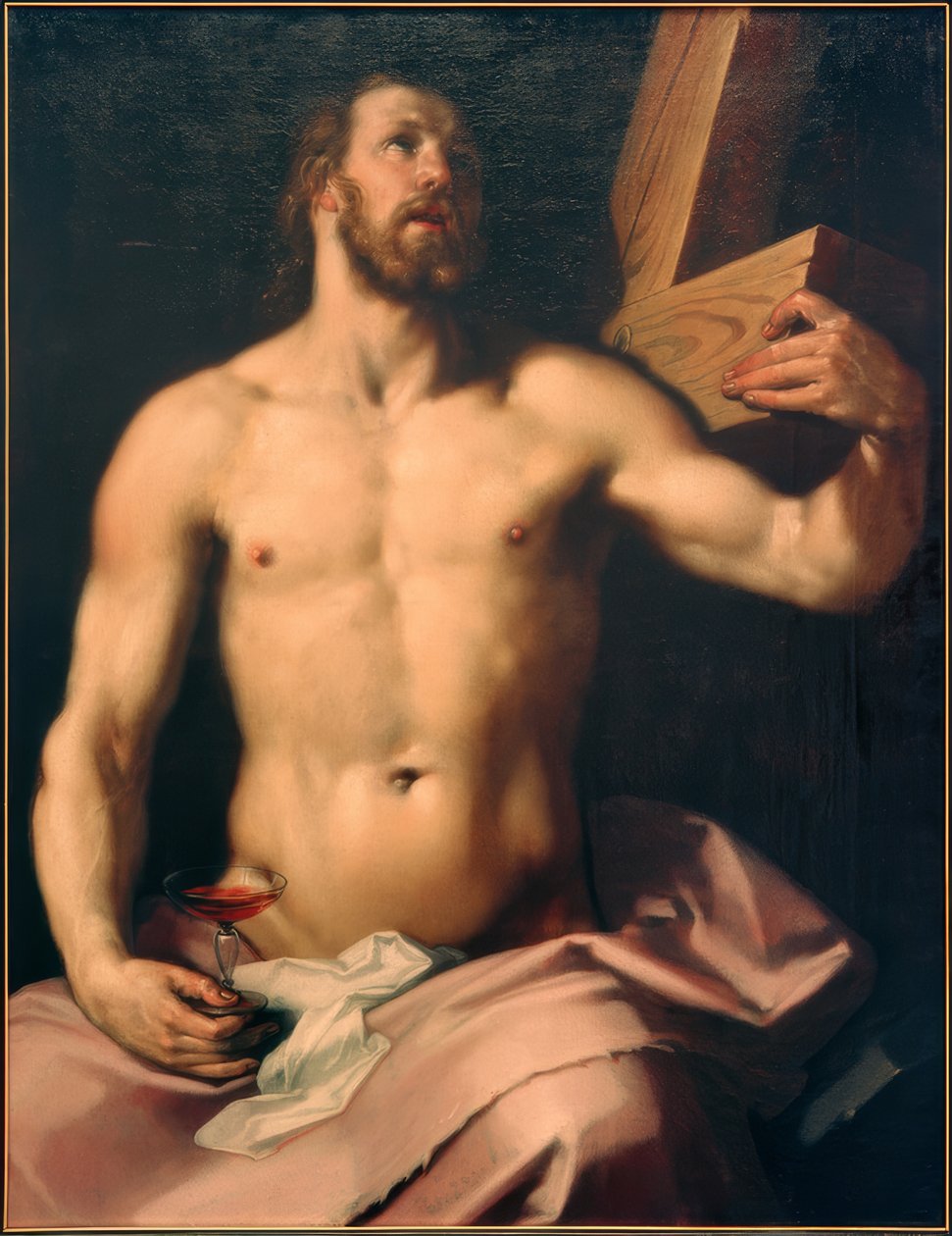 Kristus med den eukaristiska bägaren och korset av Cornelis Cornelisz