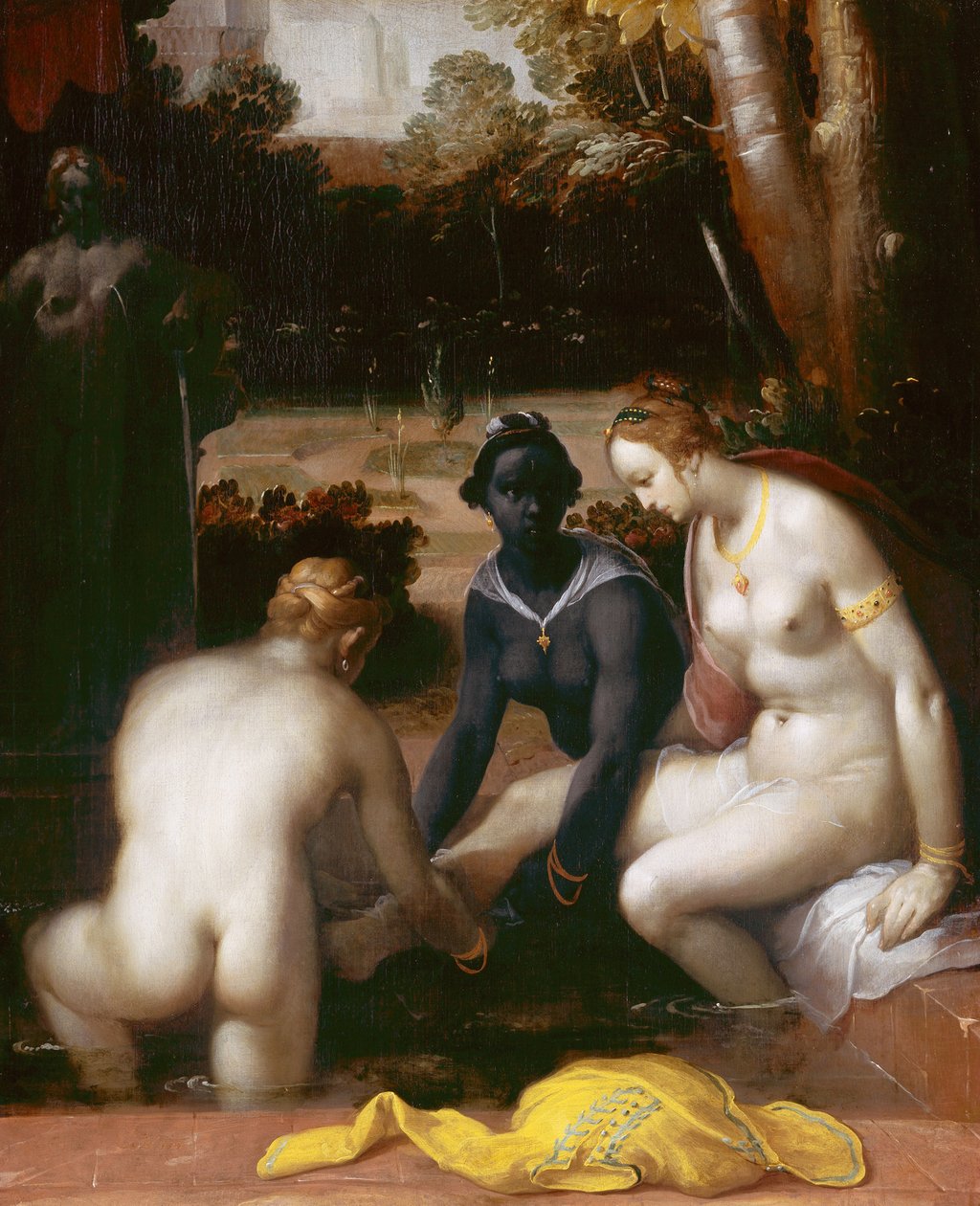 Bathsheba bad, 1594 av Cornelis Cornelisz. Haarlem van