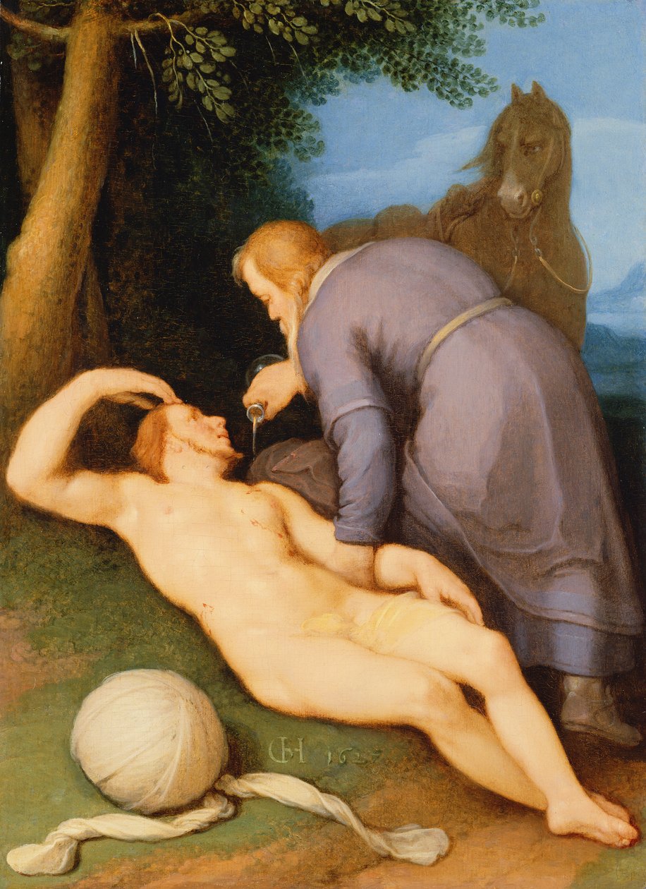Den barmhärtige samariten, 1627 (panel) av Cornelis Cornelisz van Haarlem