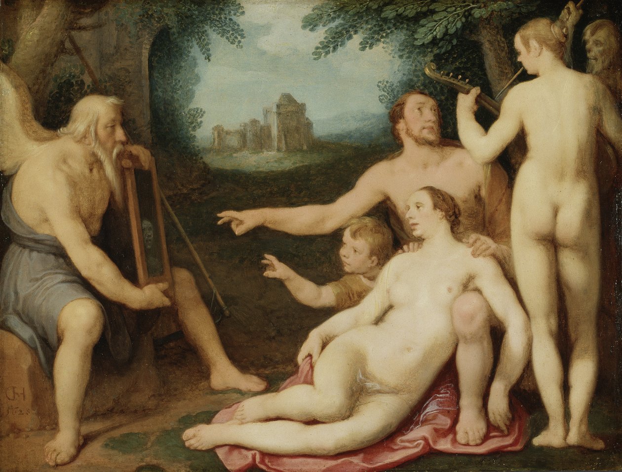 Tidens spegel, 1628 (olja på koppar) av Cornelis Cornelisz van Haarlem