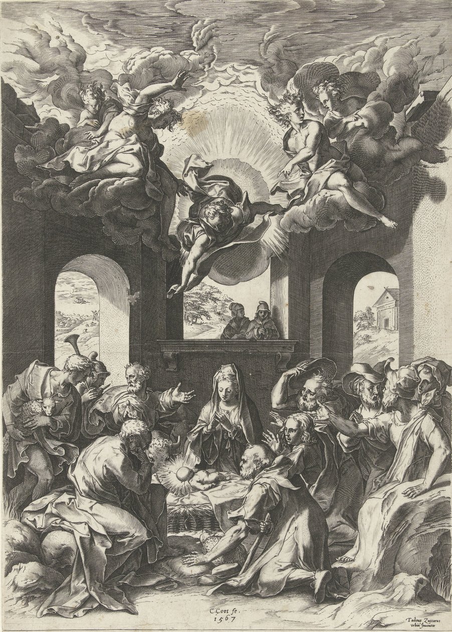 Tillbedjan av herdarna av Cornelis Cort