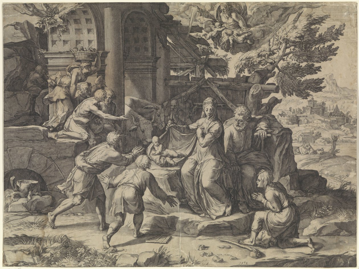 Tillbedjan av herdarna av Cornelis Cort