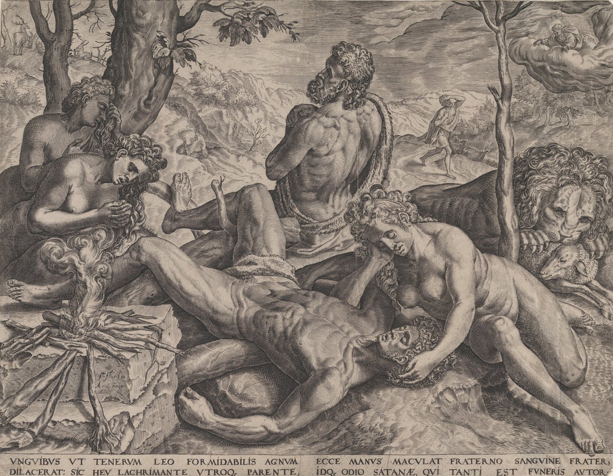 Adam och Eva beklagar Abels död, 1564. av Cornelis Cort