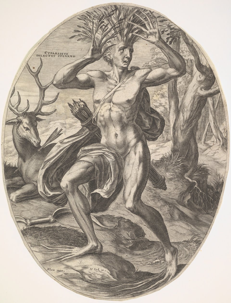 Cyparissus från uppsättningen The Rural Gods, 1565. av Cornelis Cort