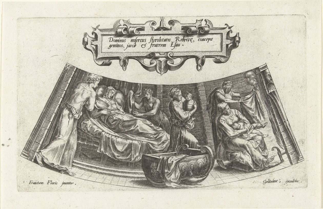 Jakobs och Esaus födelse The History of Jacob (serietitel) av Cornelis Cort