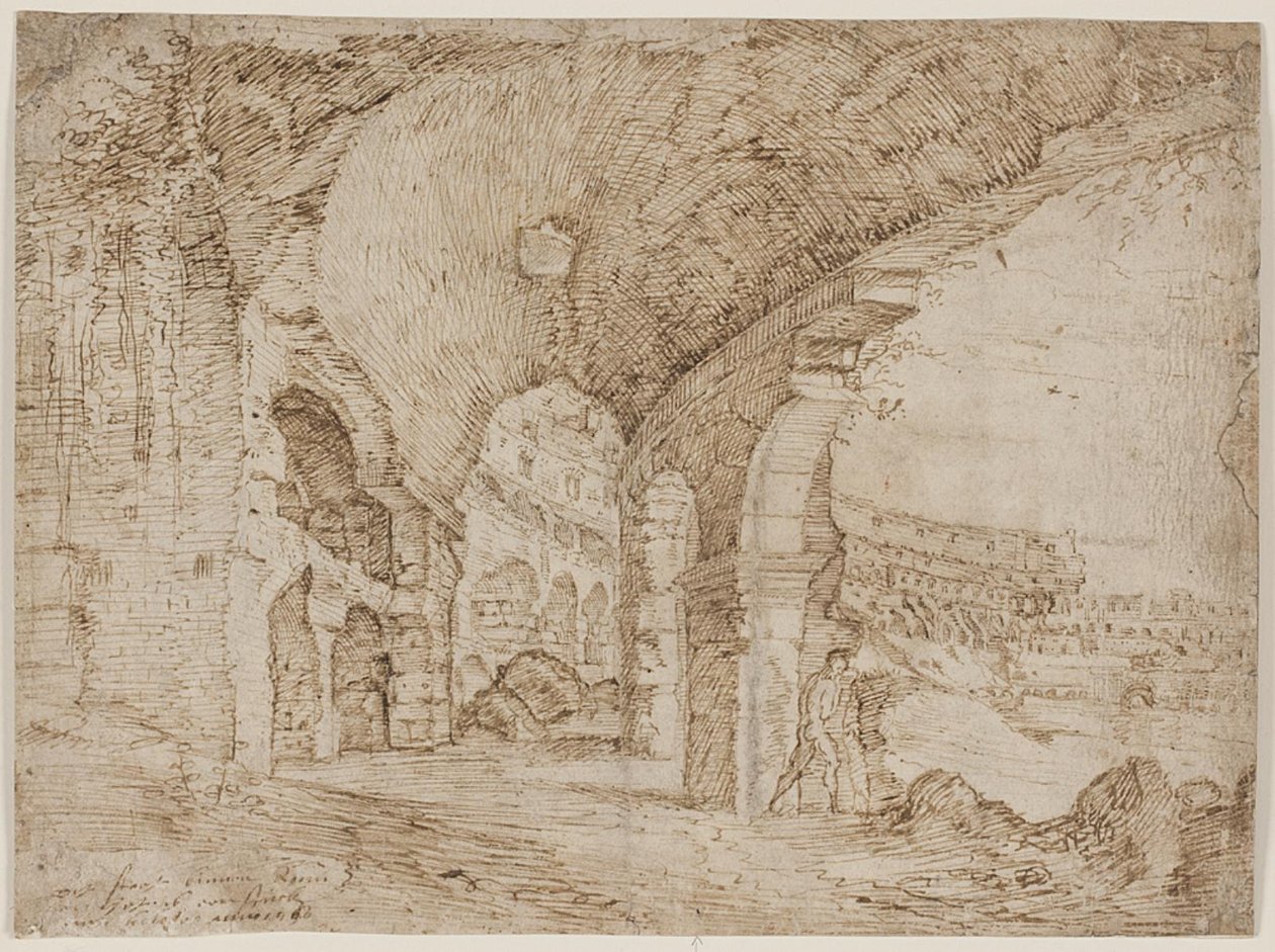 En del av det inre Colosseum i Rom av Cornelis Cort
