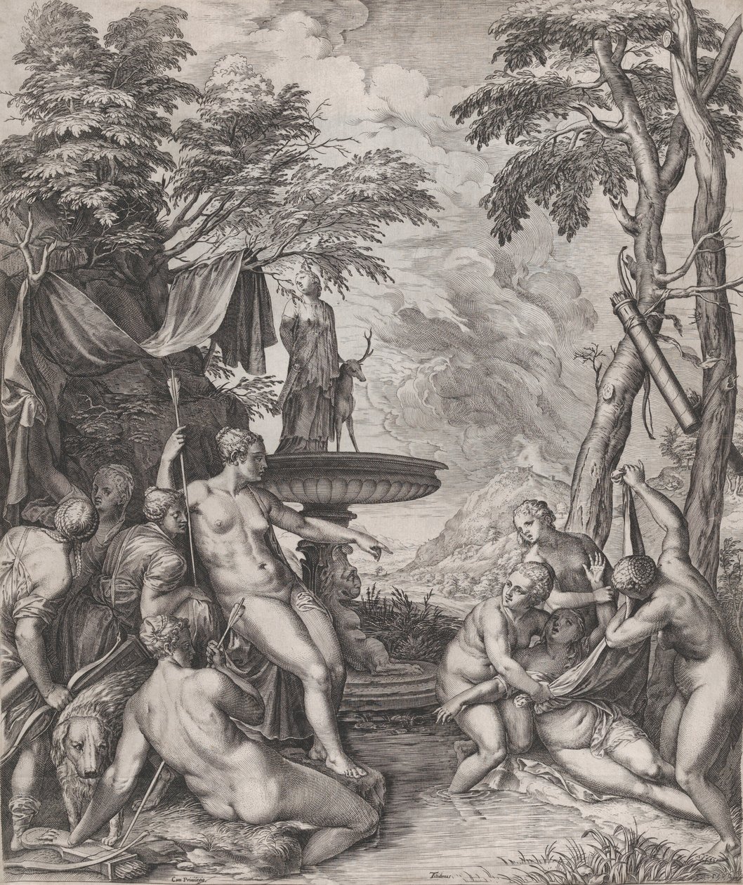 Diana upptäcker Callistos graviditet, 1566. av Cornelis Cort