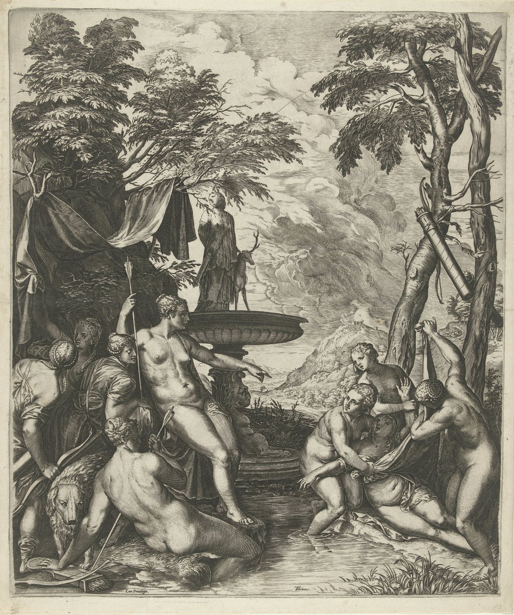 Diana upptäcker Callistos graviditet av Cornelis Cort