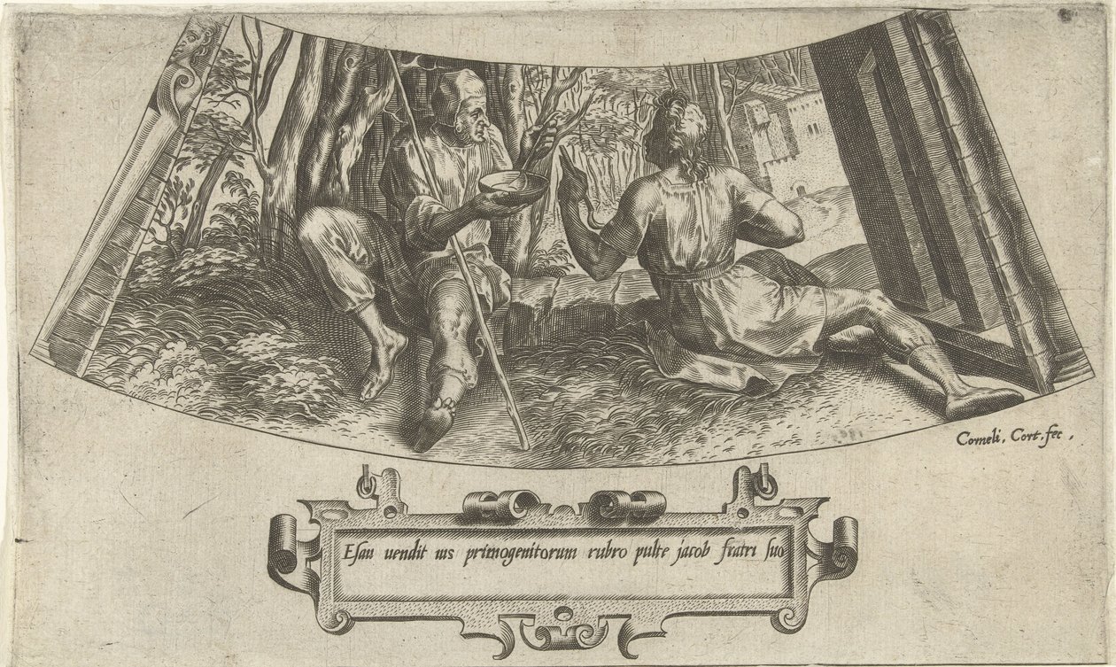 Esau säljer sin förstfödslorätt Jakobs och Esaus historia (serietitel) av Cornelis Cort