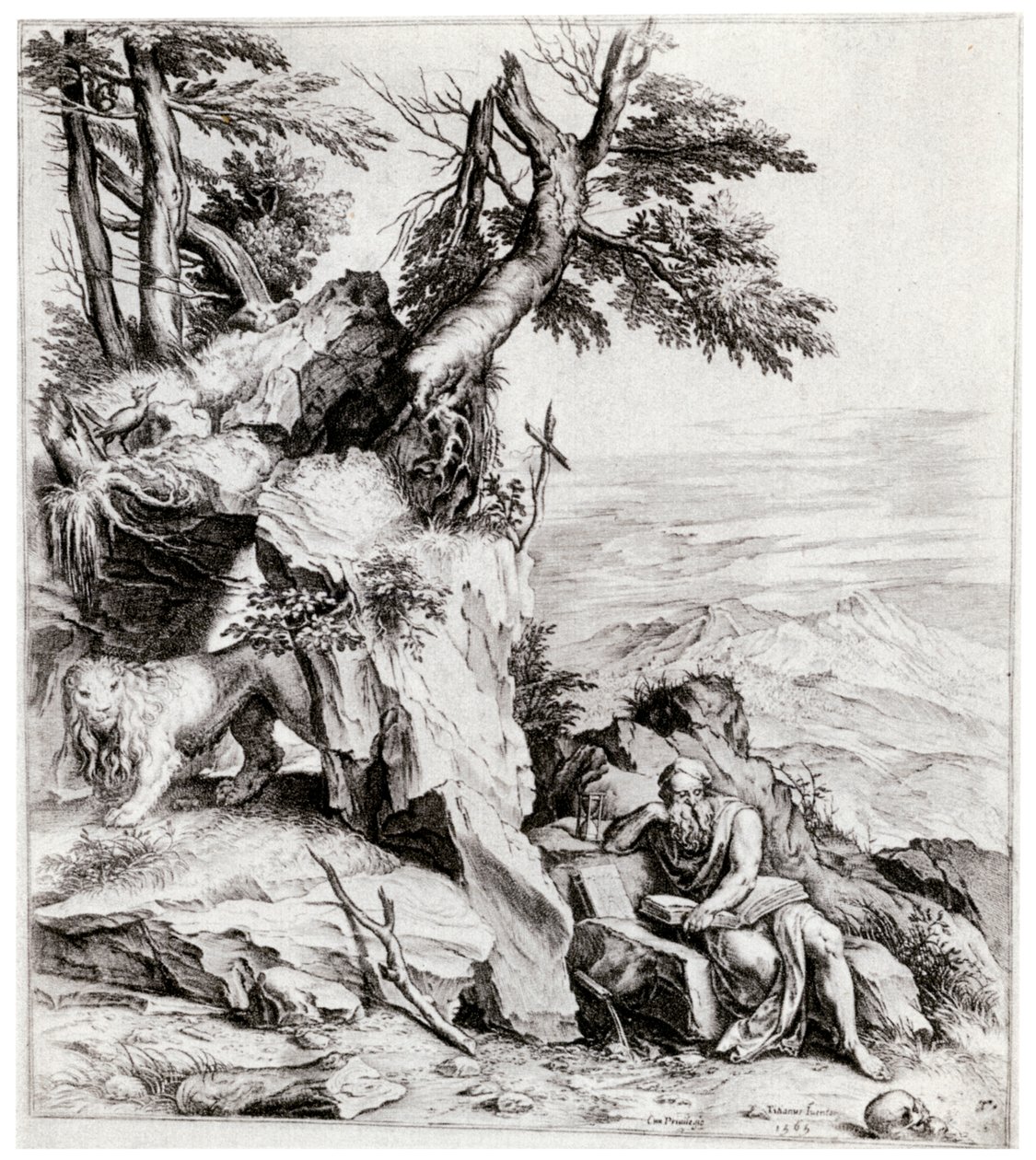 Landskap med St Hieronymus, 1500-talet, 1937 av Cornelis Cort