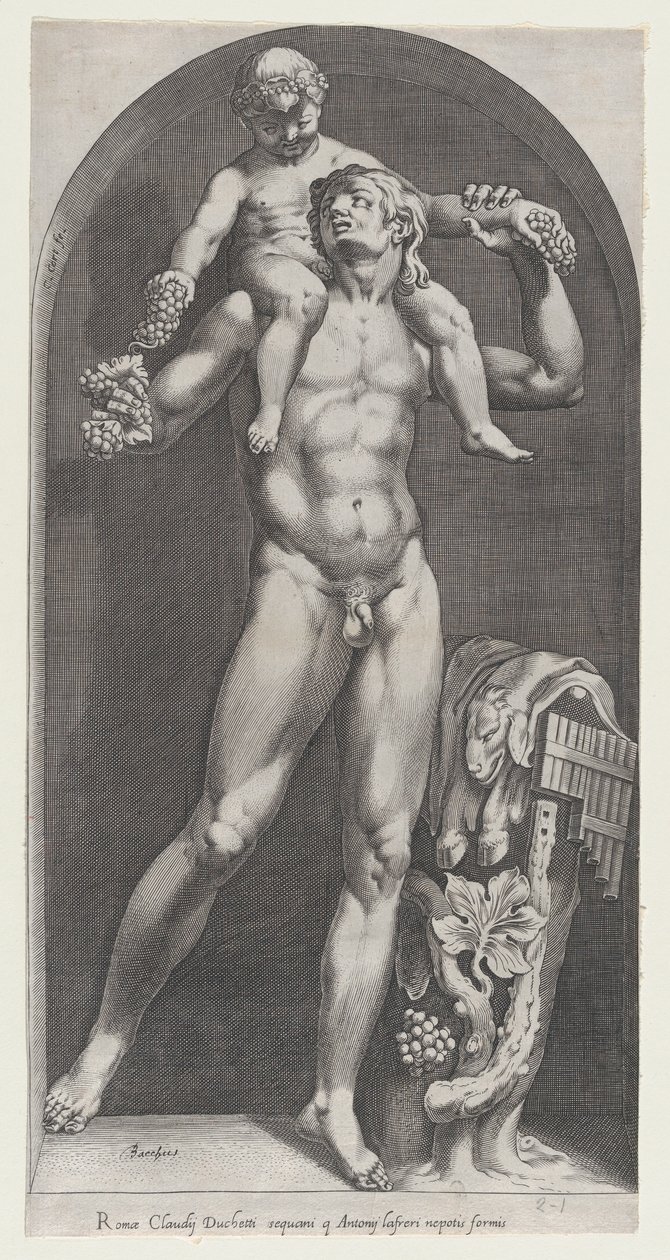 Mirror of Roman Magnificence: Bacchus on the Shoulders of a Satyr, 1500-talet., 1500-talet. av Cornelis Cort