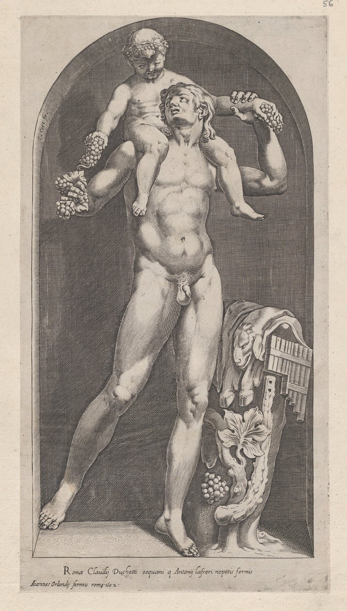 Mirror of Roman Magnificence: Bacchus on the Shoulders of a Satyr, 1500-talet., 1500-talet. av Cornelis Cort
