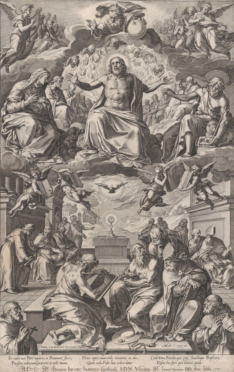 Kyrkofädernas tvist om det heliga sakramentet, 1575. av Cornelis Cort