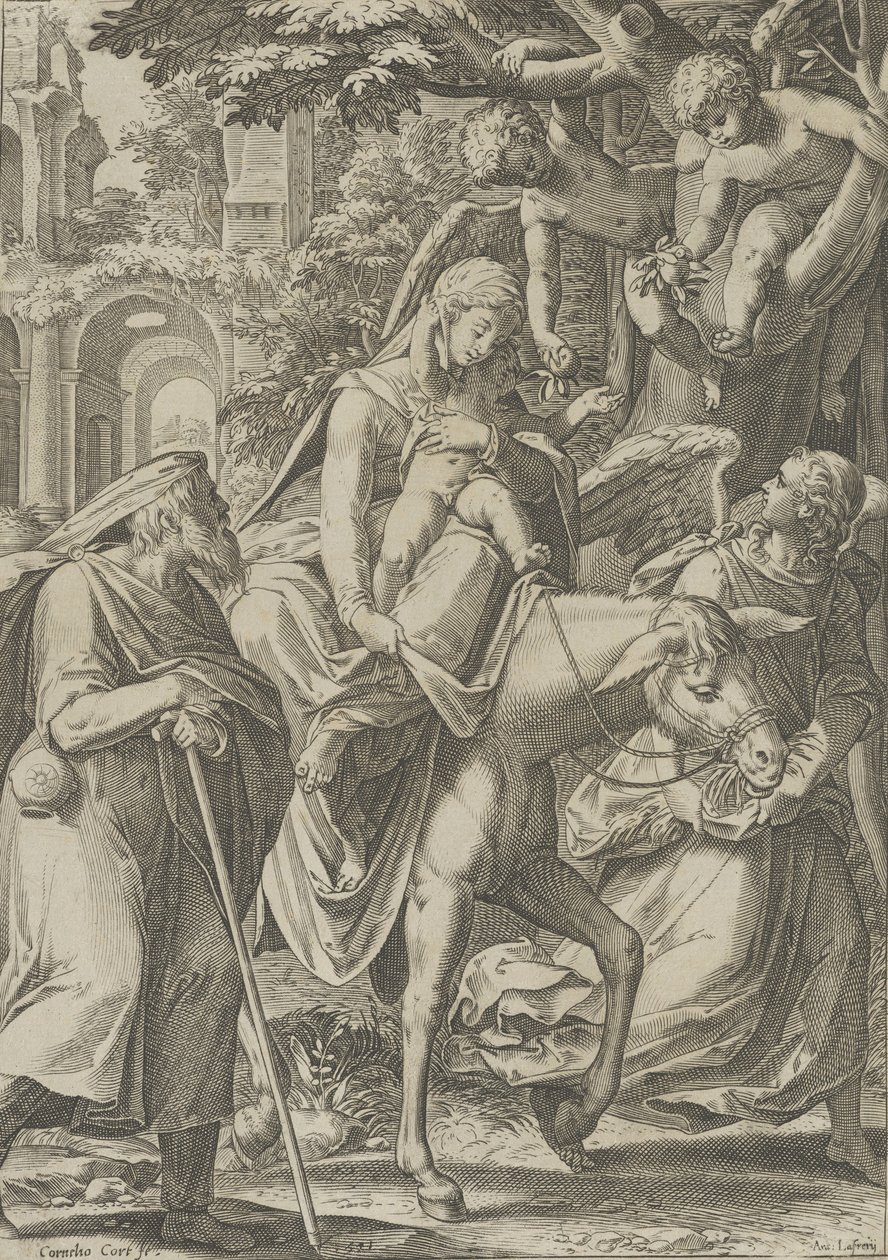 Flygningen till Egypten, 1571. av Cornelis Cort